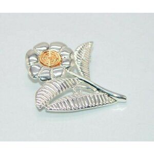 Danecraft Dual Tone Gold Silver Tone Flower Brooch
